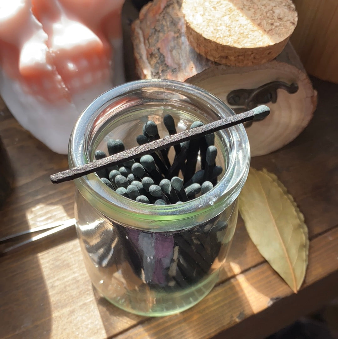 Black Matches 50ct in Glass Jar